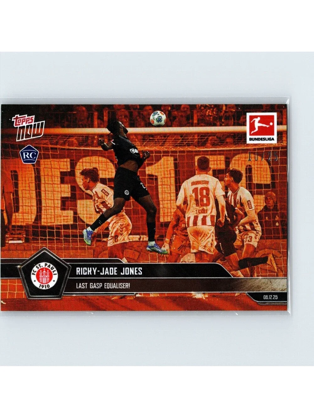 2025-26 Topps Now Bundesliga - Ricky Jade Jones RC #73 - Equaliser - Orange /25